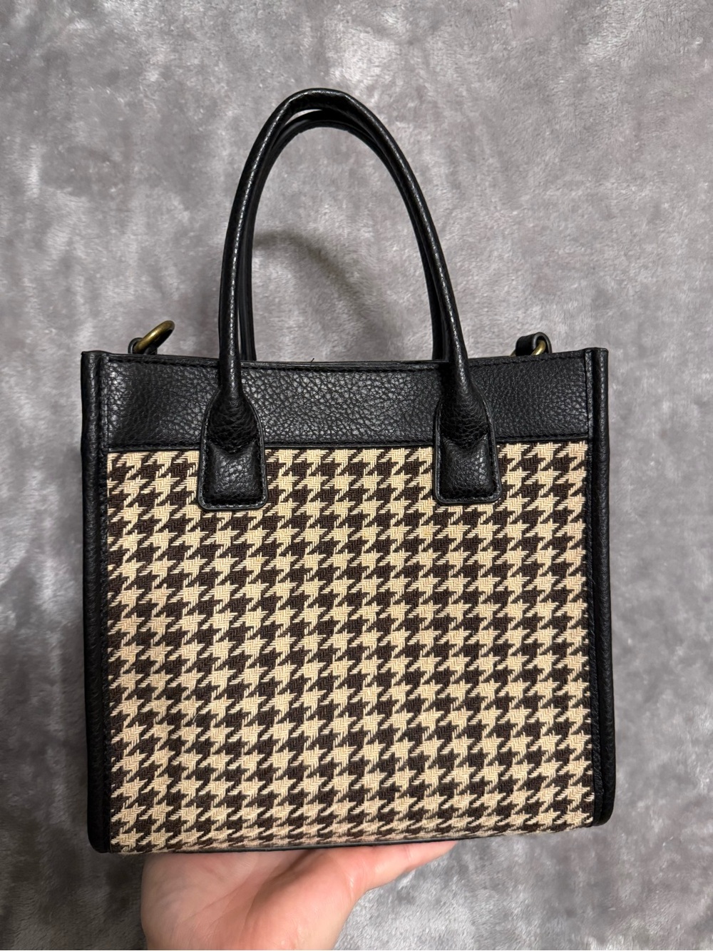 Time and Tru Women's Houndstooth Mini Tote Bag